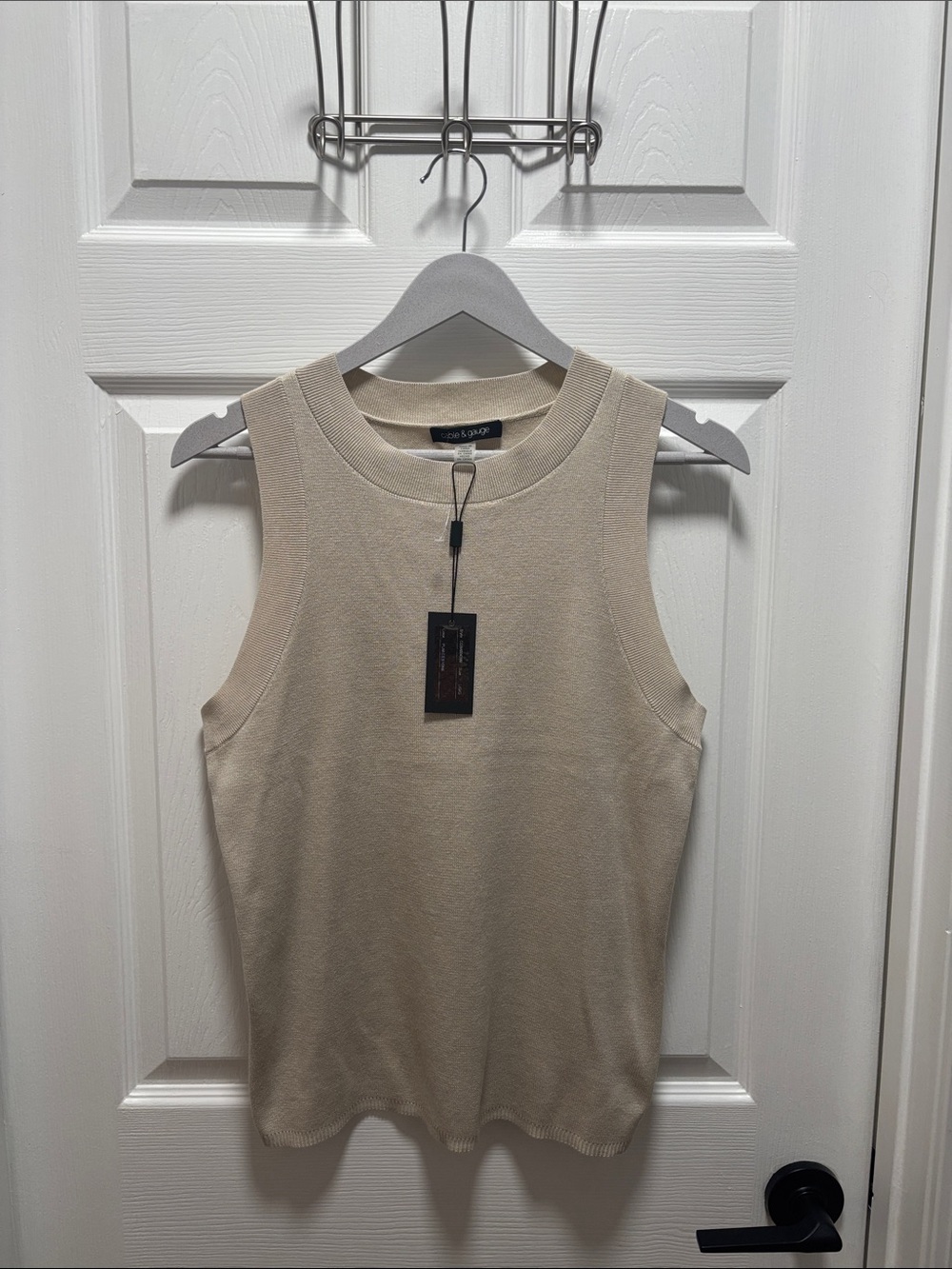 Cable & Gauge Beige Knit Sleeveless Tank